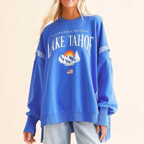 Goodie Two Sleeves Buckle Lake Tahoe Oversized Pullover - Picture 1 of 5